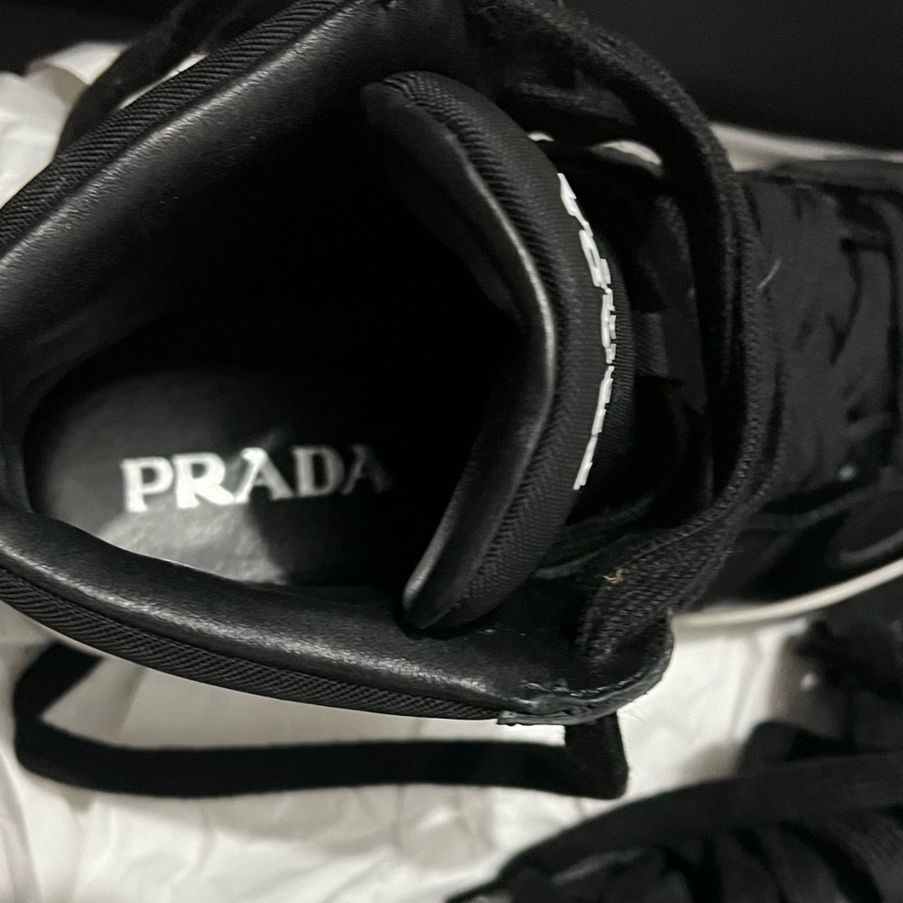 Prada Men's Black and White High-Top Sneakers size 36(6) - Picture 8 of 11